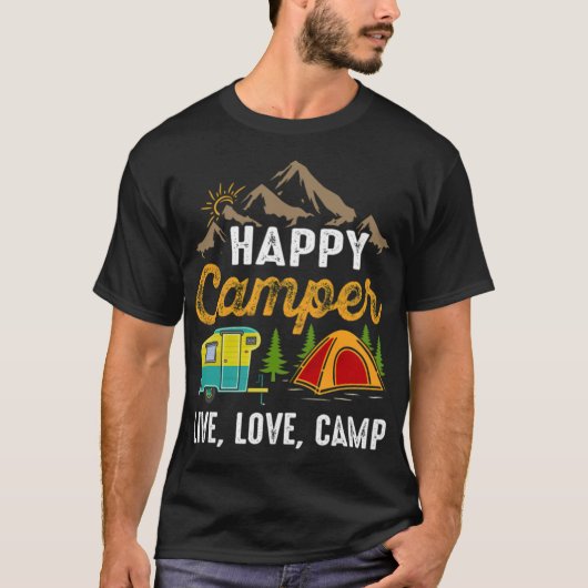 T-shirt Happy Camper Camping Randonnée cadeau (Devant)