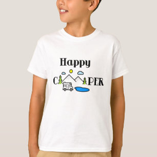 T-shirt Happy Camper Fun Nature Art numérique vert  