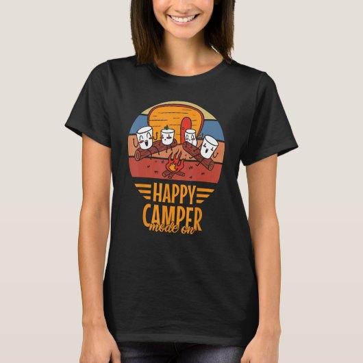 T-shirt Happy Camper Mode On  Happy Marshmallows Camping (Devant)