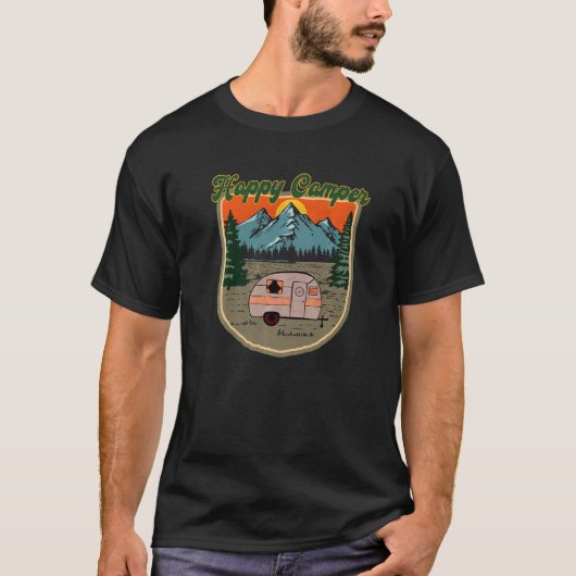 T-shirt Happy Camper Retro Camp Papa Mountain Camping Trai (Devant)