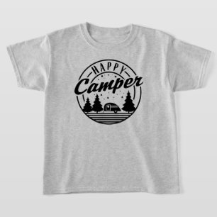 T-shirt Happy Camper T Shirt Trees Stars et Camping Traile