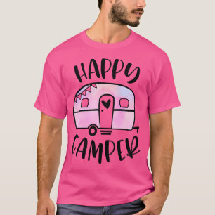 T-shirt Happy Camper tendance Cravate rose-Dye Camping Ave