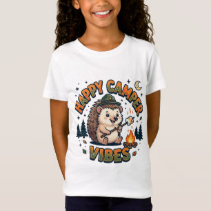 T-shirt Happy Camper Vibes Hérisson Mignon   Enfan