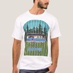 T-shirt Happy Camper Vibes Vintage RV Trip<br><div class="desc">Hit the open road and soak in the beautiful wilderness scenery with this fun "Happy camper vibes" design. Featuring a classic blue motorhome nestled among tall pine trees, it captures the ultimate freedom of cross-country road trips and weekend getaways. Perfect for customizing with your own text or family name to...</div>