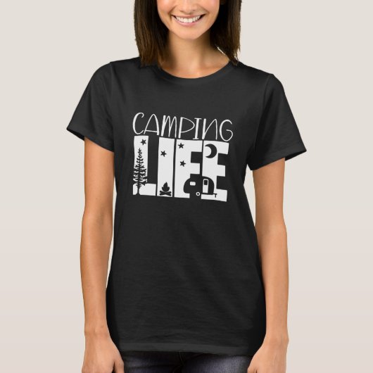 T-shirt Happy Camper Vie Camping Hommes Femmes 1 (Devant)