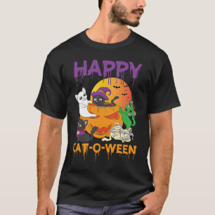T-shirt Happy Cat O Ween Cat Men Halloween Day Celebration