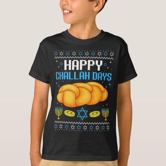 T-shirt Happy Challah Days Ugly Christmas Hanukkah  (Devant)