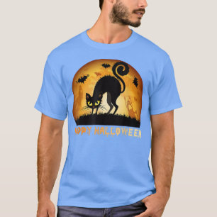 T-shirt Happy Chat Noir Halloween Avec Vibes Éffrayantes S