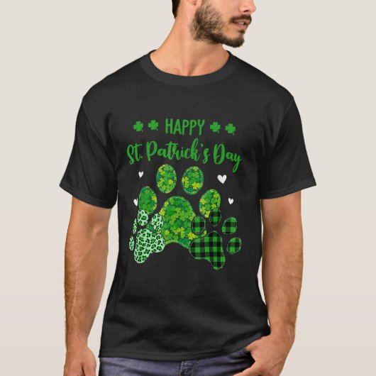 T-shirt Happy Chien Paws Empreintes de léopard Chien Propr (Devant)