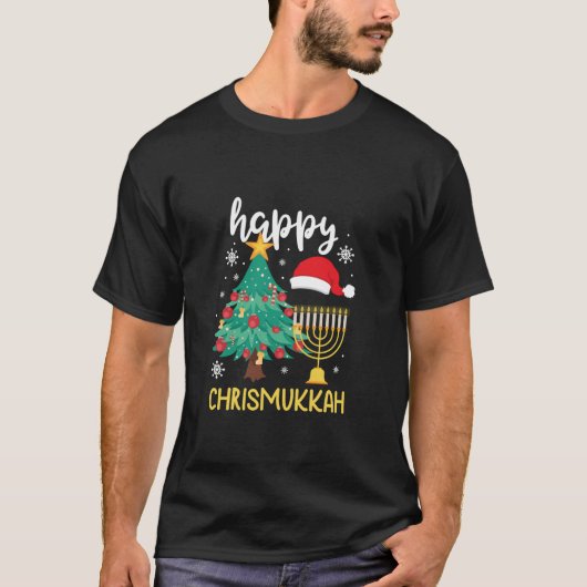 T-shirt Happy Chrismukkah Cool Holiday Gift Funny Hanukkah (Devant)