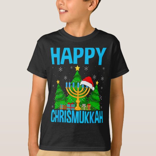 T-shirt Happy Chrismukkah Santa Hat Christmas Hanukkah Sle (Devant)