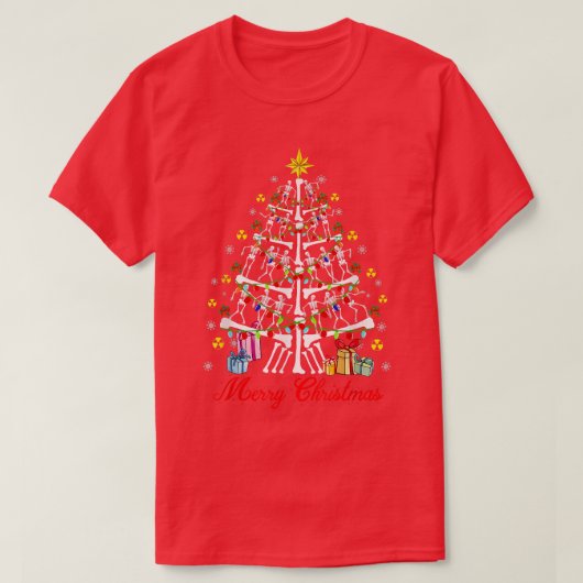 T-shirt Happy Christmas Tree Skeleton Xmas Radiology Radio (Design devant)