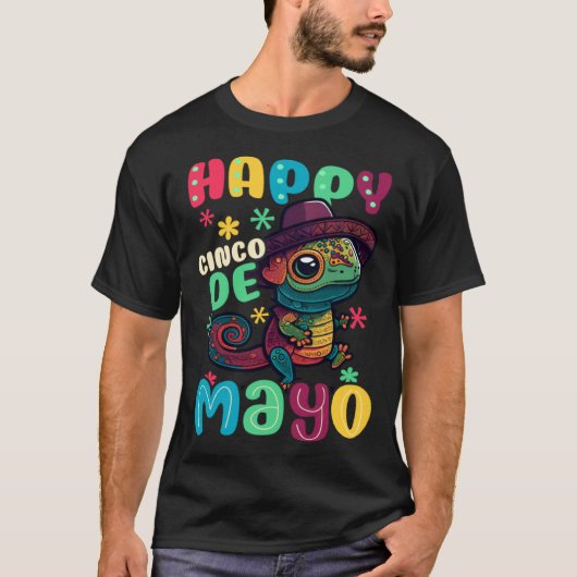 T-shirt Happy Cinco Mayo Chameleon Cinco De Mayo (Devant)