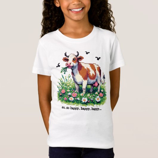 T-Shirt "Happy Cow" Pixel-Art (Voorkant)