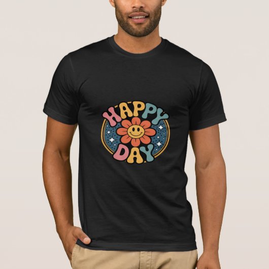 T-shirt Happy Day Smiley Flower (Devant)