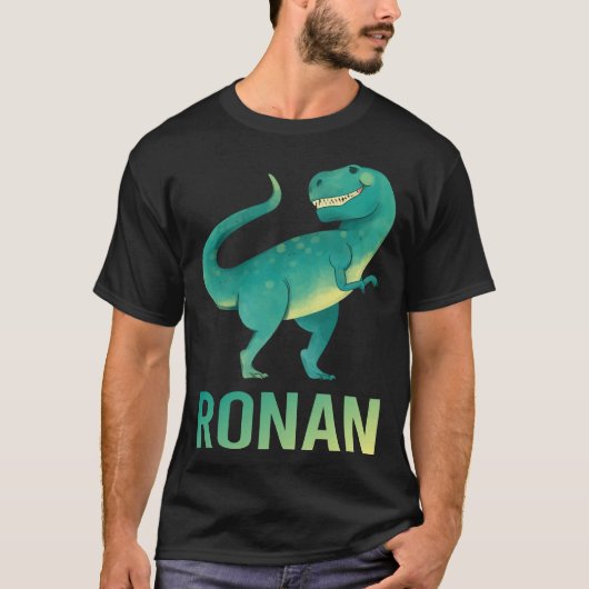 T-shirt Happy Dinosaur - Nom de Ronan (Devant)