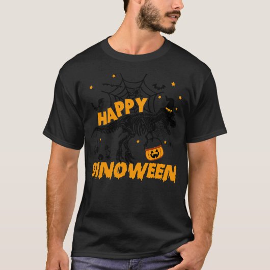 T-shirt Happy Dinoween Funny Dinosaur Skeleton Halloween K (Devant)