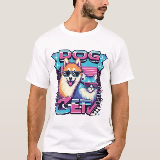 T-shirt Happy dog and cat (Devant)
