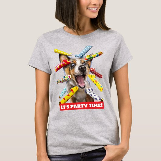 T-shirt Happy Dog Party Blowers (Devant)