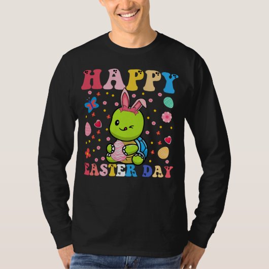 T-shirt Happy Easter Bunny Turtle  Easter Day Groovy (Devant)