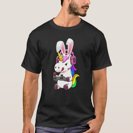 T-shirt Happy Easter Bunny Unicorn Egg Gaming Boys Girls K (Devant)