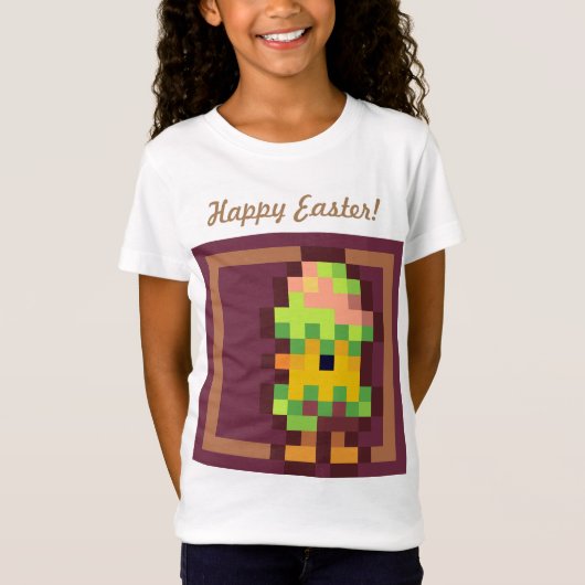 T-Shirt Happy Easter Chicken in egg pixel, Pixel Art (Devant)