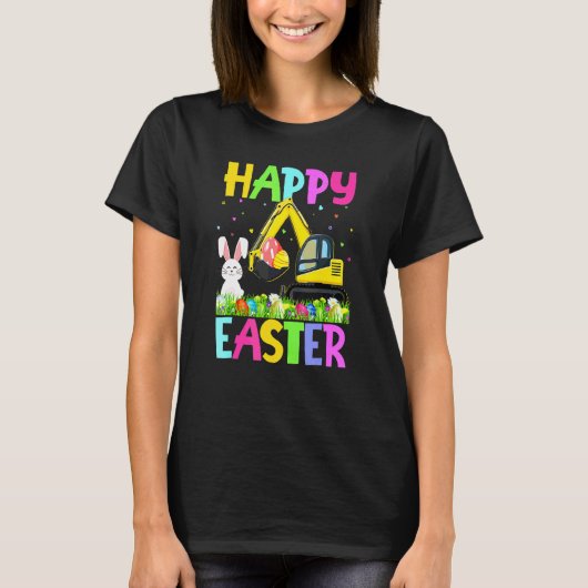 T-shirt Happy Easter Construction Camion Oeufs Bunny Hunt  (Devant)