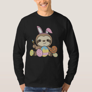 T-shirt Happy Easter Cute Sloth For Easter With Easter Egg