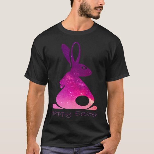 T-shirt Happy Easter Day Bunny rabbit pink solar system cl (Devant)