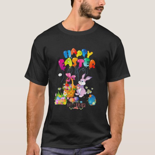 T-shirt Happy Easter Day Bunny Spring Gnome Easter Egg Hun (Devant)