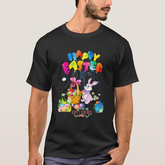 T-shirt Happy Easter Day Bunny Spring Gnome Easter Egg Hun (Devant)