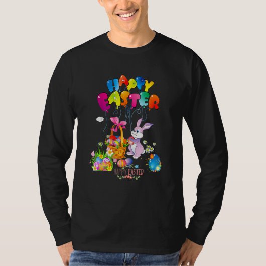 T-shirt Happy Easter Day Bunny Spring Gnome Easter Egg Hun (Devant)