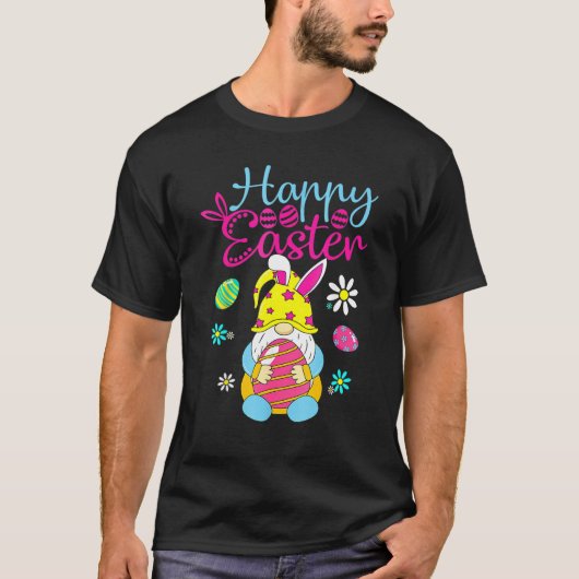 T-shirt Happy Easter Day Bunny Spring Gnome Easter Egg Hun (Devant)