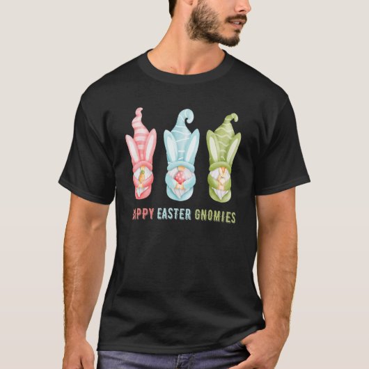 T-shirt Happy Easter Day Bunny Spring Gnome Easter Egg Hun (Devant)