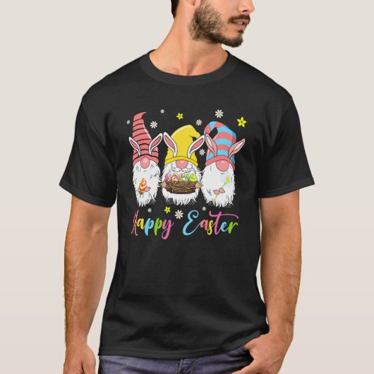 T-shirt Happy Easter Day Bunny Spring Gnome Easter Egg Hun (Devant)