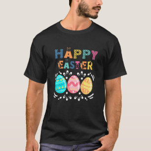 T-shirt Happy Easter Day Cute Bunny With Eggs Easter Girls