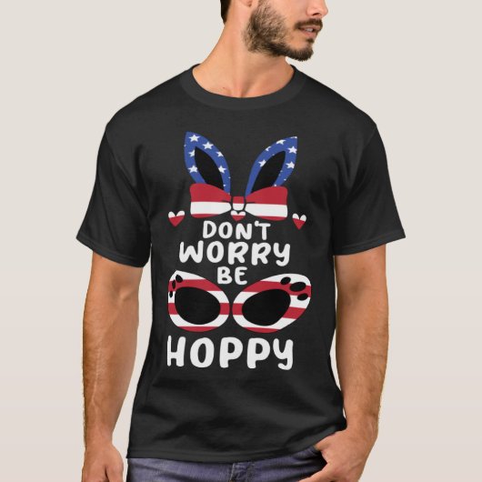 T-shirt Happy Easter Day Cute Easter Bunny USA Pride Flag (Devant)