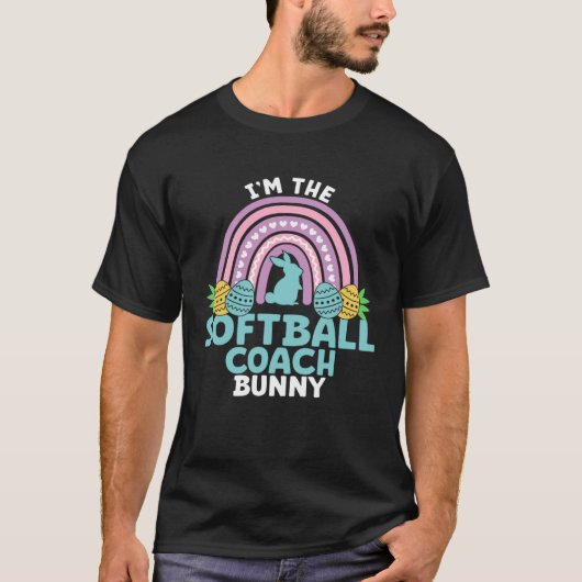 T-shirt Happy Easter Day I m the Softball Coach Bunny (Devant)