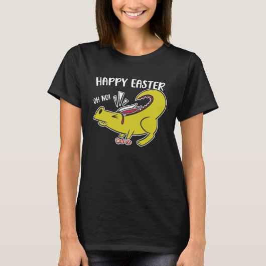 T-shirt Happy Easter Oh No Holiday Dinosaur Trex Bunny Ear (Devant)