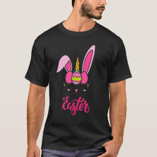 T-shirt HAPPY EASTER Unicorn Bunny Face Eggs Filles Femmes