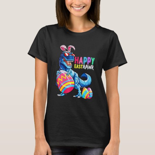 T-shirt Happy Eastrawr T Rex Dinosaur Easter Bunny Egg Cos (Devant)