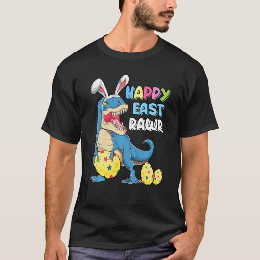 T-shirt Happy Eastrawr T Rex Dinosaur Easter Bunny Egg Cos (Devant)