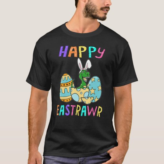 T-shirt Happy Eastrawr T Rex Dinosaur Easter Bunny Egg Cos (Devant)