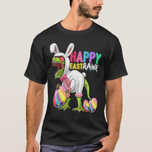 T-shirt Happy Eastrawr T Rex Dinosaur Easter Bunny Egg Cos (Devant)