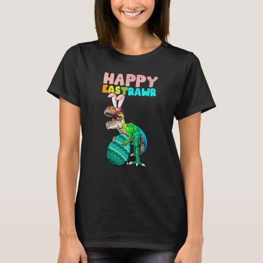 T-shirt Happy Eastrawr Trex Easter Bunny Egg Dinosaur Kids (Devant)