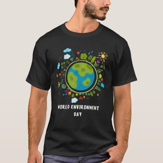 T-shirt Happy Environment Day Tree lamp Earthball (Devant)