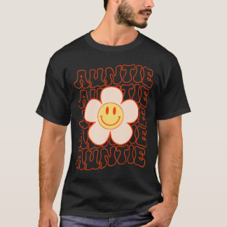 T-shirt Happy Face Aunt Auntie Groovy Daisy Flower Smile F