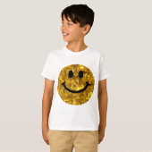 T-shirt Happy Face Faux Sparkly Gold Bling - Matte scintil (Devant entier)