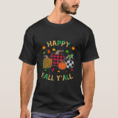 T-shirt Happy Fall Y all Leopard Citrouille Automne Saison (Devant)