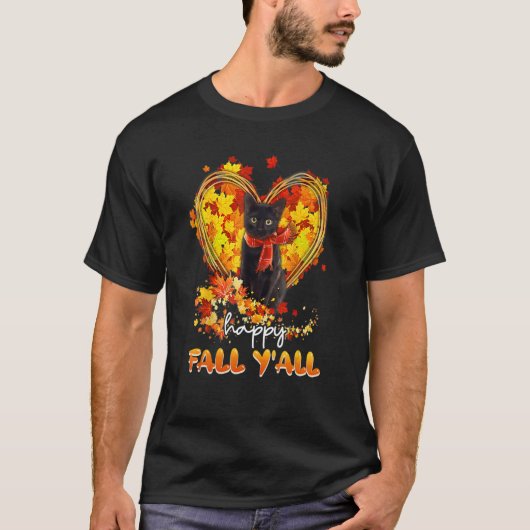 T-shirt Happy Fall Y all mignonne Chat Kitty Kitten Paw Au (Devant)